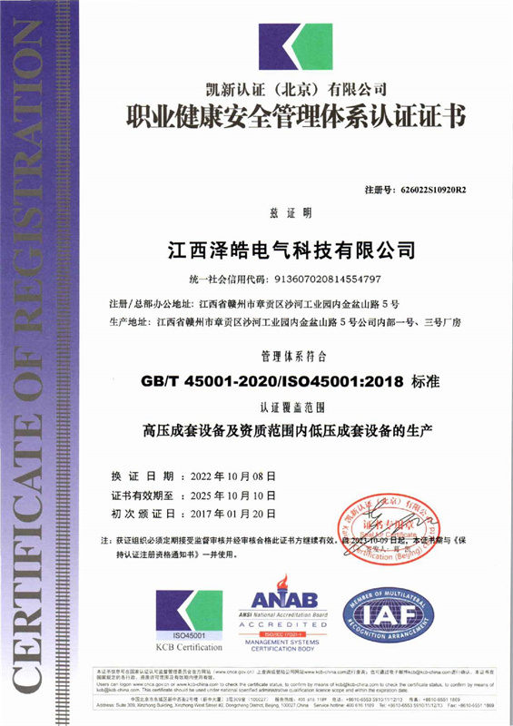 职业健康安全管理体系(泽皓）